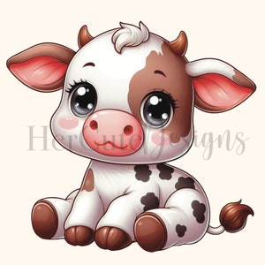 Lindo becerro manchado PNG / Vaca / Animales / Imagen digital / Adorable / Diseños / Baby Shower / Animales de granja