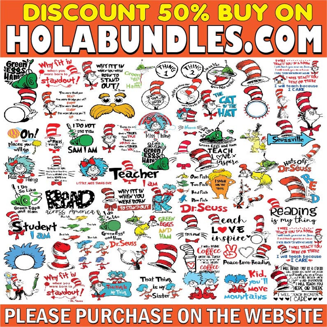 Dr Seuss Svg Bundle, Cat in the Hat SVG, Dr Seuss Hat SVG, Green Eggs ...
