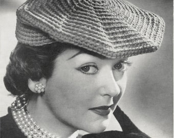 PDF 1940's Instant Digital Download, vintage CROCHET pattern, Beret hat, easy UK pattern