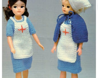Patrón de tejido digital instantáneo vintage en formato PDF, para muñecas adolescentes tipo Barbie o Sindy de 11 1/2" de alto, hilo de 4 capas.
