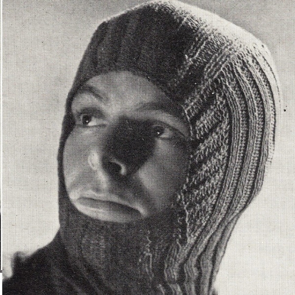 PDF 1940s Instant Digital Download, Balaclava hat, military knit for victory WW2 mans hat knitting pattern