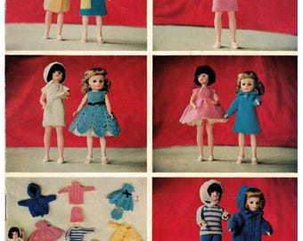 PDF 1960's Instant Digital vintage 15 pagina's patroonboekje voor Barbie, 'tienerpoppen' van het type Sindy, breipatronen
