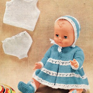 PDF 1960's Instant digital vintage dolls clothes knitting pattern for complete outfit & underwear, in 4 ply for 16" to 20" doll