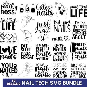 Paquete SVG de técnico de uñas, SVG de artista de uñas, SVG de esmalte de uñas, SVG de mano de niña, SVG de maquillaje, SVG de vida de salón, descarga instantánea, estampado de camiseta "Love Nails"