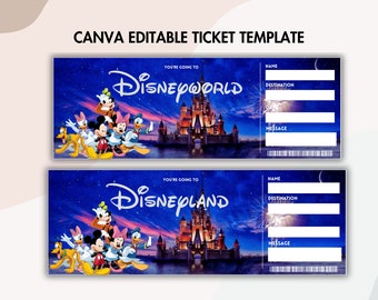 Printable Disneyland Surprise Ticket, Surprise Reveal Ticket Gift, Theme Park Ticket, Disneyworld Ticket, Canva Editable, Instant download