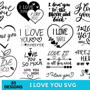 Kocham Cię Svg Png, Kocham Cię Svg Bundle, Kocham Cię Clipart, Pliki Svg Dla Cricut, Pliki Sylwetki, Projekt Wektorowy, Natychmiastowe Pobieranie