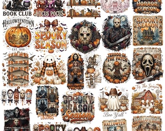 Halloween Horror PNG Bundle, Spooky Season PNG, Retro Halloween Png, Horror Movie Style Png, Halloween Shirt Design, Sublimation Download