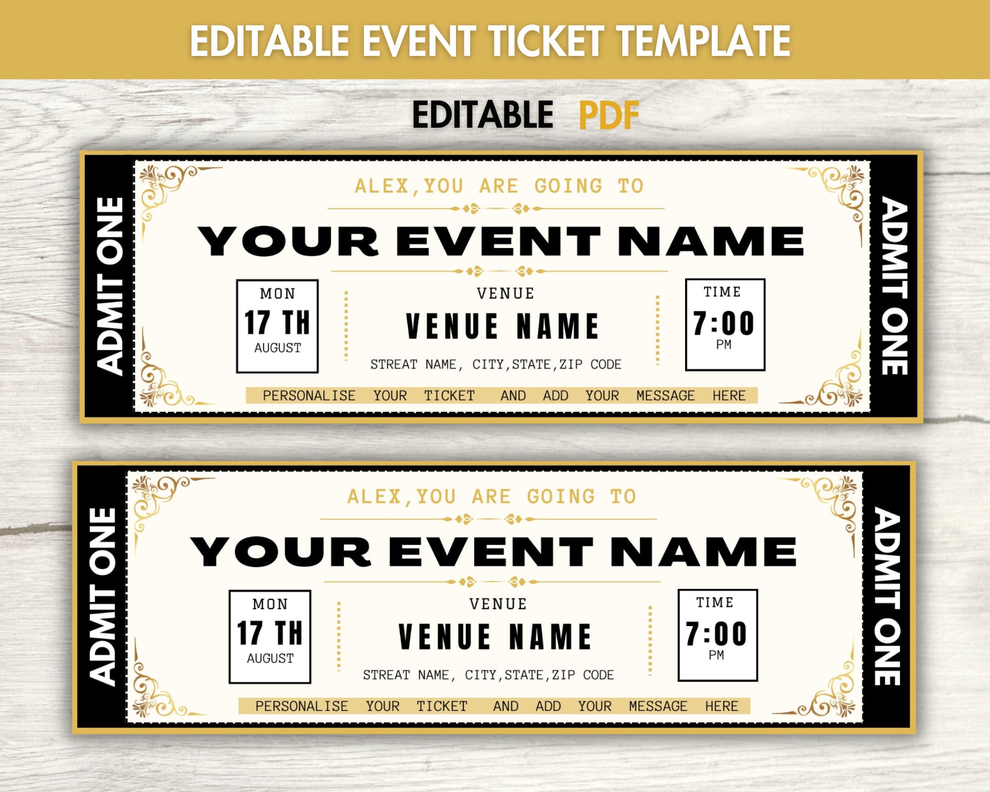 Ticket Template Editable Ticket Template Editable