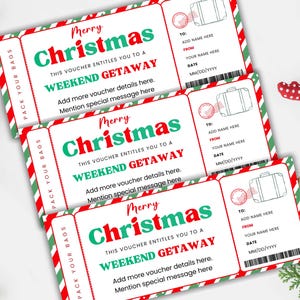 Editable Christmas Weekend Getaway Gift Voucher, Surprise Weekend Away Ticket, Ticket Template, Printable Travel Gift, Instant Download image 6