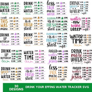 30+ Drick ditt bästa vatten Tracker Svg Bundle, Dricksflaskcitat Svg, Vattenflaskspårare Svg, Direktnedladdning, Silhuett, Cricut