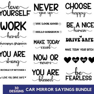 30 Car Mirror Saying Svg Bundle, Car Mirror Saying Svg, Mirror Decal Svg, Rear View Mirror Svg, Inspirational Quote Svg, Instant Download