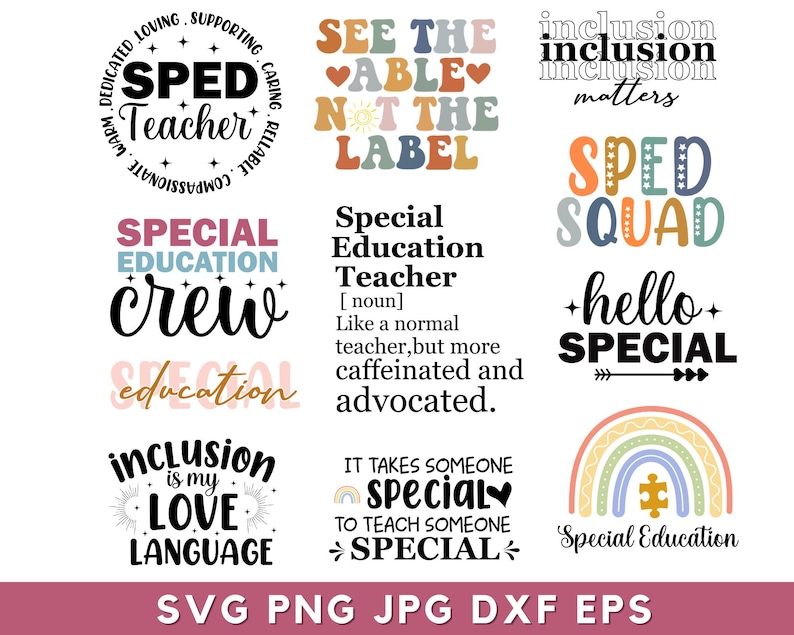 SPED Teacher SVG Bundle: Back to School Designs (digital Download) - Etsy