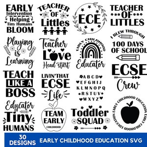 Pacote de PNGs de Educação Infantil, Camiseta de Educação Infantil, Camiseta de Professor de Creche, Educador, Download Instantâneo, Silhueta