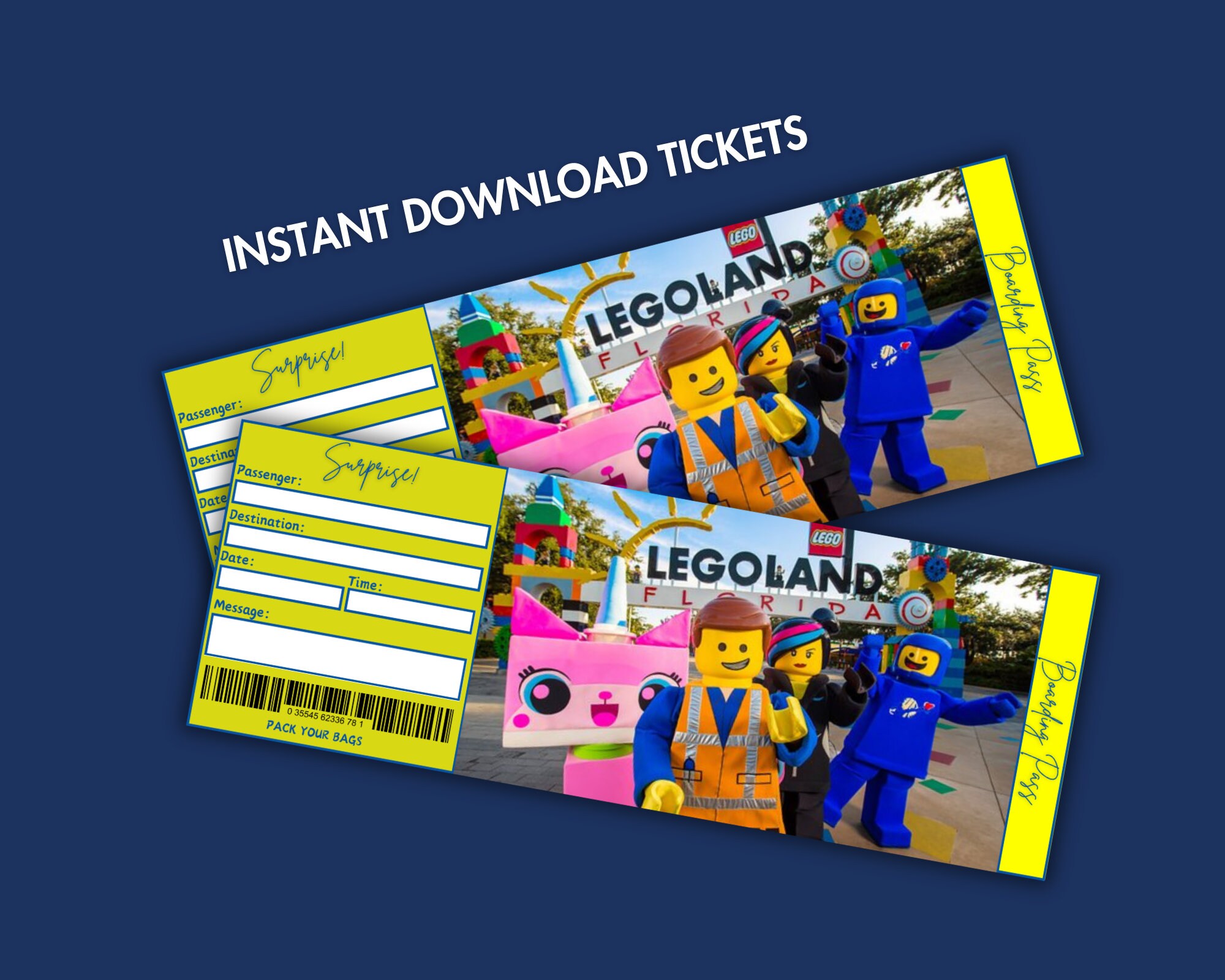 Printable Legoland Park Surprise Ticket Template, Vacation Trip Ticket ...
