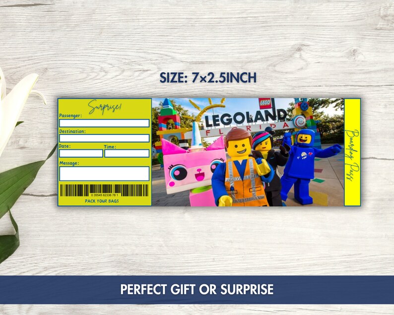 Printable Legoland Park Surprise Ticket Template, Vacation Trip Ticket ...