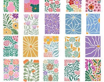 Abstract Flower Svg And Png Bundle, Retro Flower Svg, Boho Flower Svg, Floral Svg Png, Groovy Flowers Svg, Cricut Cut Files,Instant Download