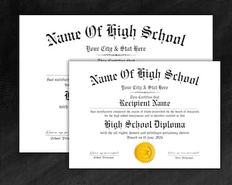 Plantilla editable de diploma de secundaria: réplica personalizada (descarga instantánea)