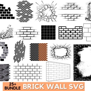Pack Of 25 Brick Wall Svg Png Designs, Bricks Pattern Svg, Brick Wall Png, Brick Wall Cricut, Svg Files For Cricut, Instant Download