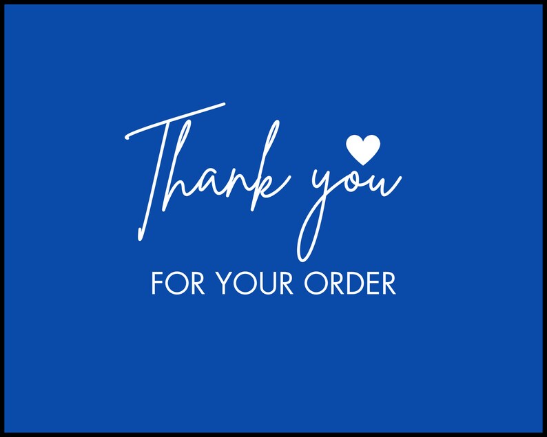 Puede incluir: Un fondo azul con texto blanco que dice "Gracias" con un peque&ntilde;o coraz&oacute;n blanco y "POR TU PEDIDO" debajo.