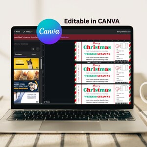 Editable Christmas Weekend Getaway Gift Voucher, Surprise Weekend Away Ticket, Ticket Template, Printable Travel Gift, Instant Download image 3