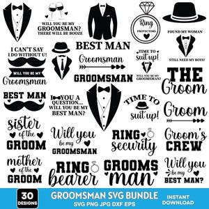 Groomsmen Svg Png Bundle, Wedding Svg, Bachelor Party Svg, Wedding Party Svg, Digital Download, Wedding Shirt Svg, Instant Download