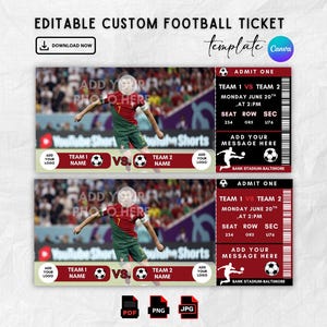 Custom Football Ticket,Surprise Gift Football Ticket,Birthday Gift,Football Game Ticket, Personalized Ticket,Canva Editable,Instant Download