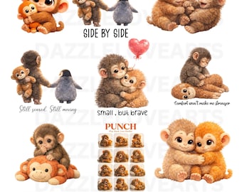Punch Baby Monkey PNG Bundle, Emotional Plush Toy Monkey Png, Lonely Baby Monkey Png, Viral Dear Punch Inspired Png, Sublimation Png