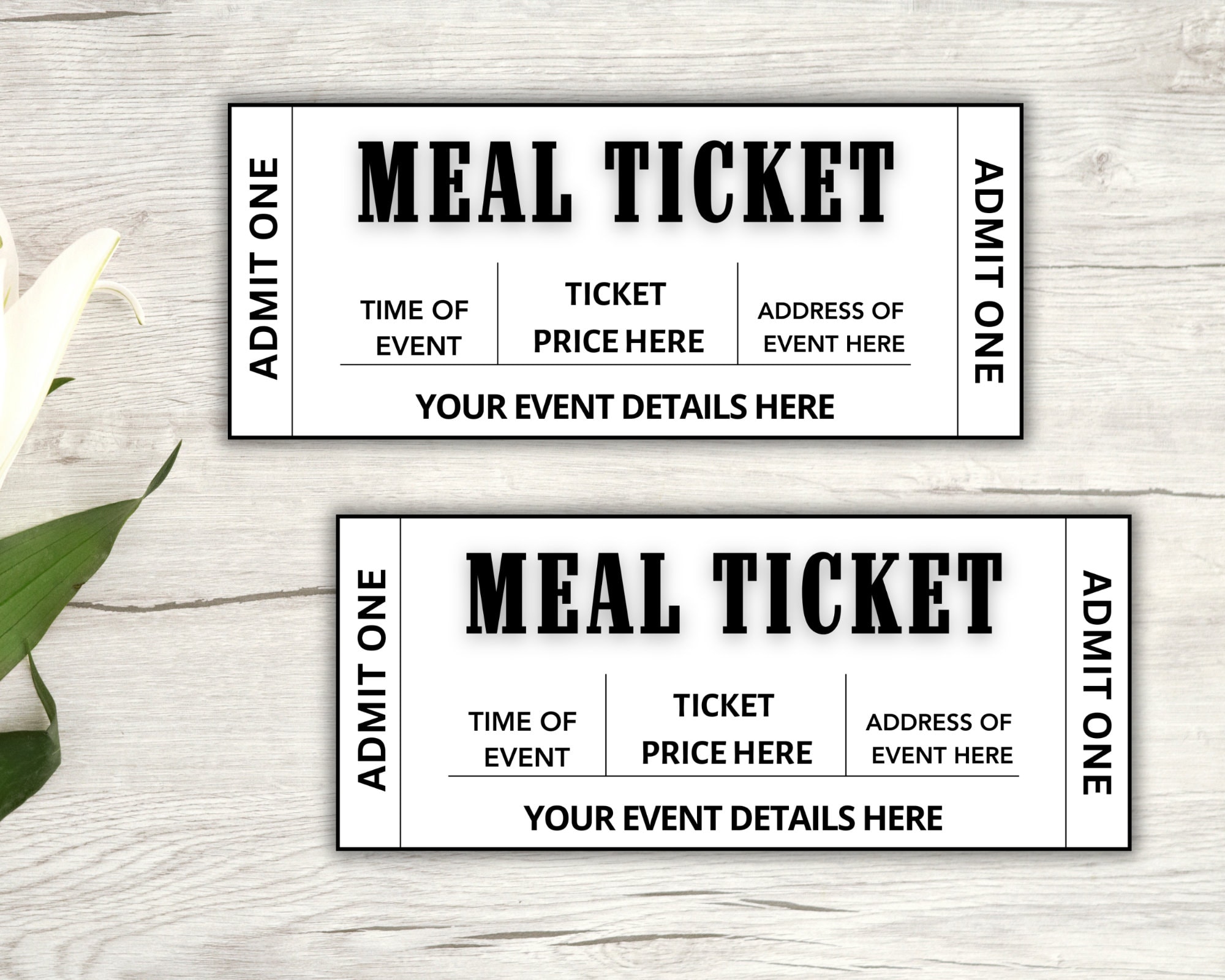 Editable Food Event Ticket Template, Meal Ticket, Printable Ticket ...
