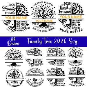 Family Reunion Tree 2026 SVG PNG Bundle, Our Roots Run Deep Svg, Family Tree Svg, Custom Family Name Shirt Design, Family Reunion Svg