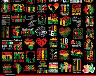 Juneteenth SVG PNG-bundel, ontwerp 1865 vieren, We Are Black History Svg, Black History Month Png, Freedom Day Svg, digitale download