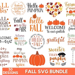 Fall SVG Bundle: Autumn Graphics, Thanksgiving Quotes (Digital Download)