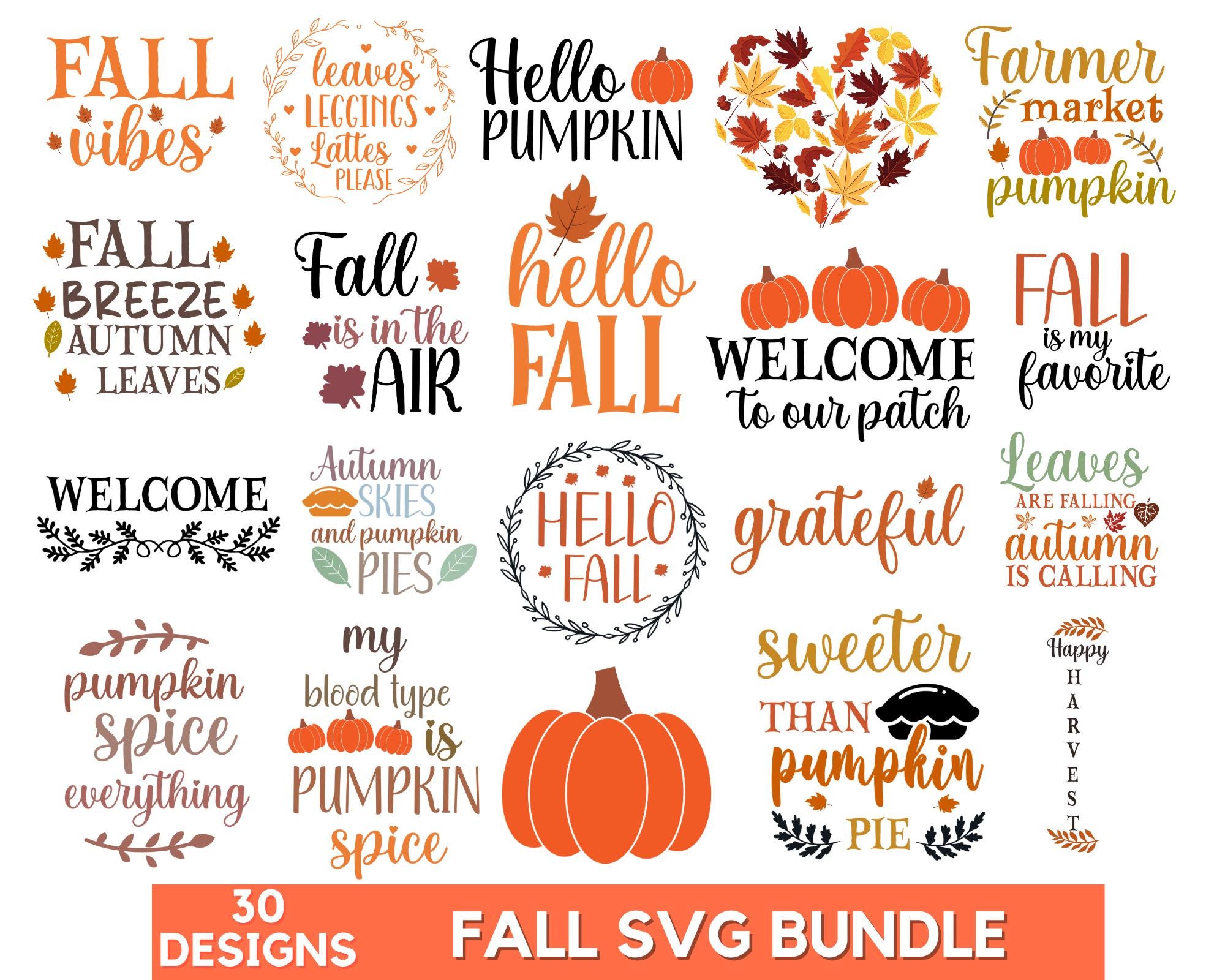 30+ Fall Svg Bundle, Fall Png Bundle, Autumn Svg, Thanksgiving Svg, Fall Svg, Fall Svg Designs, Svg Files For Cricut, Instant Download