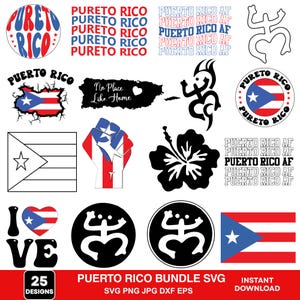 Puerto Rico Svg Bundle, Puerto Rico Flag Svg, Puerto Rico Png, Puerto Rican Svg, Puerto Rico Flag, Cricut Cut Files, Instant Download