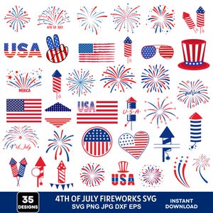 Fireworks Svg Bundle, Firecracker Svg, 4th Of July Svg, Firework Png Bundle, Independence Day, Firework Elements, USA Fireworks Svg, Cricut