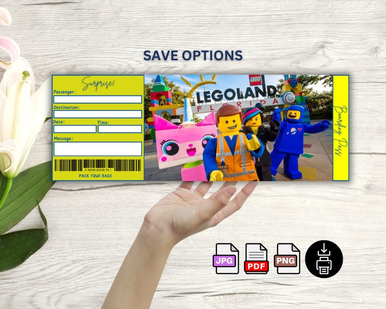 Printable Legoland Park Surprise Ticket Template, Vacation Trip Ticket ...