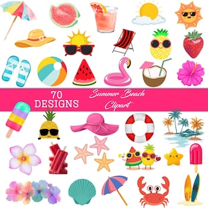 Zomer strand clipartbundel, poolparty clipart, leuke zomergraphics, zomer png, zomershirts ontwerpen, sublimatie, Instant Download