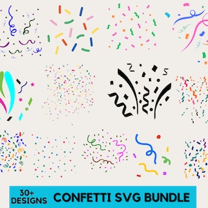 30+ ontwerpen confetti SVG-bundel, verjaardag SVG, confetti png, confetti clipart, grappige SVG, silhouet SVG, verjaardagsfeestje SVG, digitale download