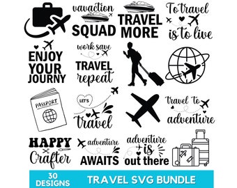 Travel SVG Bundle: Adventure Clipart, Funny Travel Quotes (Instant Download)