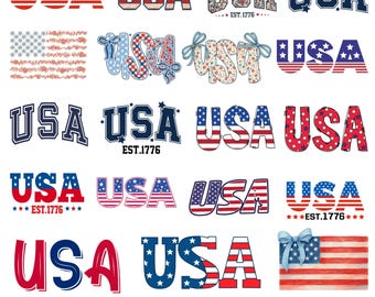 Floral USA Png Bundle, Retro America Png, 4th Of July Png, America Coquette Png, USA Bow Png, Patriotic Shirt Png, USA Flag Png, Sublimation