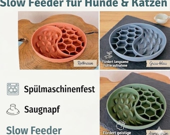 Anti Schling Napf | Hunde und Katzen | Slow Feeder | Saugnapf | Schleckmatte | Nassfutter und Trockenfutter | Silikon | Geschenkidee