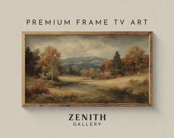 ヴィンテージの秋のフレームテレビアート、秋の風景画、田舎風ファームハウスのスクリーンセーバー、素朴な秋の装飾アート