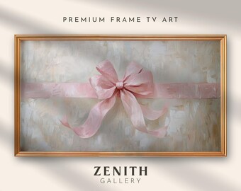 Valentines Day Frame TV Art Pink Bow Samsung Frame TV Artwork February Vintage Bow Painting for Samsumg Frame Romantic Decor