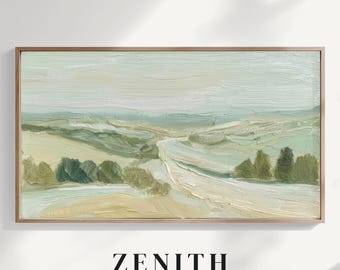Frame TV Art, Neutral Sage Green Landscape Background