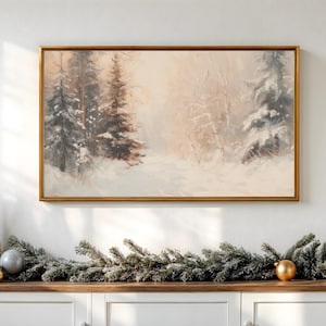 Frame TV Winter Forest  -  Snowy Landscape Artwork for Samsung Frame TV, Cozy Holiday Decor