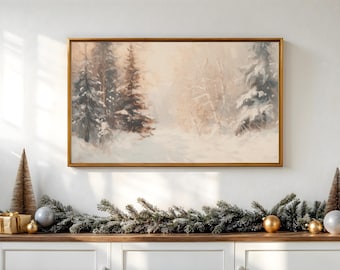 Frame TV Winter Forest  -  Snowy Landscape Artwork for Samsung Frame TV, Cozy Holiday Decor