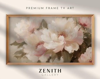 Vintage Peonies Art for Frame TV, Spring Flower Painting, Valentine's Day Floral Artwork, Valentines Day Art Frame TV Art