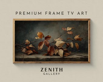 Fall Leaves Frame Tv Art, Moody Autumn Screensaver, Cozy Fall Cottage Decor, Vintage Style Oil Painting, Samsung TV Art Background