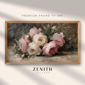 Frame TV Vintage Flowers, Valentines Day Floral Oil Painting for Samsung Frame, Spring Botanical TV Artwork, Antique Neutral Home Decor