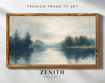 Moody Lake Samsung Frame TV Art Vintage Landscape Frame TV Art Rustic River Painting for Frame TV Moody Forest tv Decor Digital Download