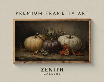 Rustic Fall Pumpkin Frame TV Art, Cottagecore Seasonal Painting for Samsung Frame TV, Digital Dowvload